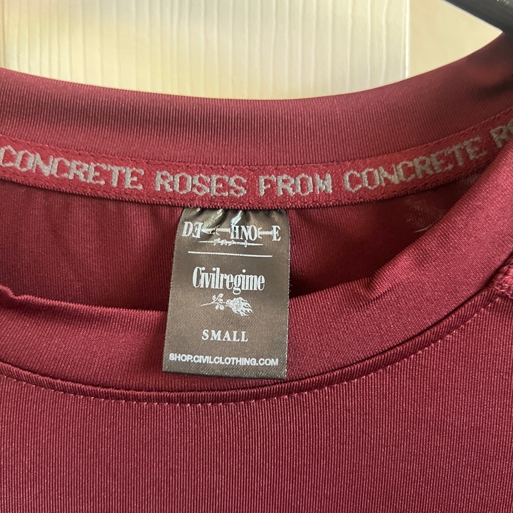 Civil Regime Death Note Maroon Long Sleeve Compression Shirt - Picture 3 of 5